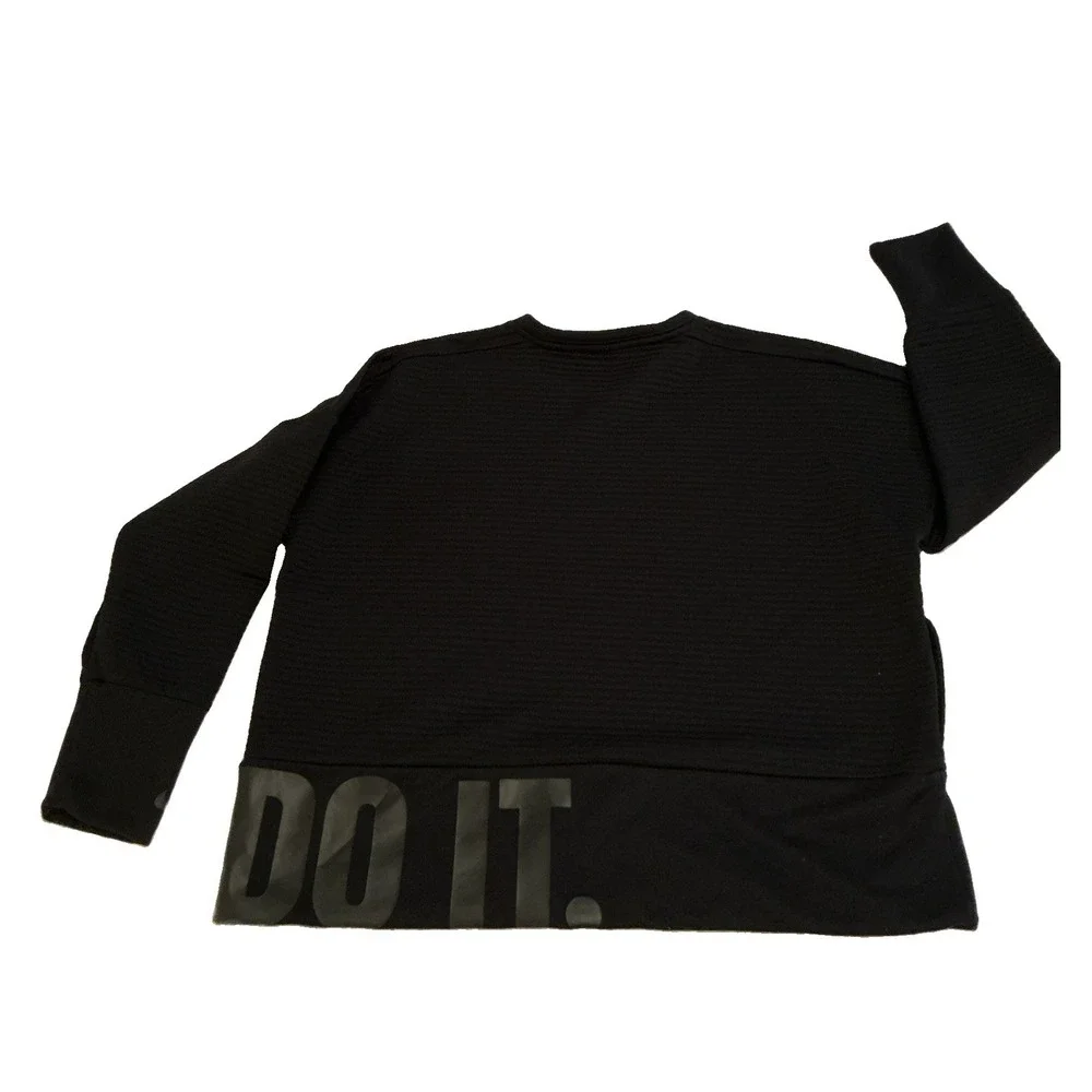 Nike Dri Fit Training Cropped Sweatshirt Just Do It Black Women's Large